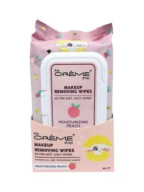 The Crème Shop Makeup Removing Wipes - 60 Pre-Wet Wipes - Moisturizing Peach